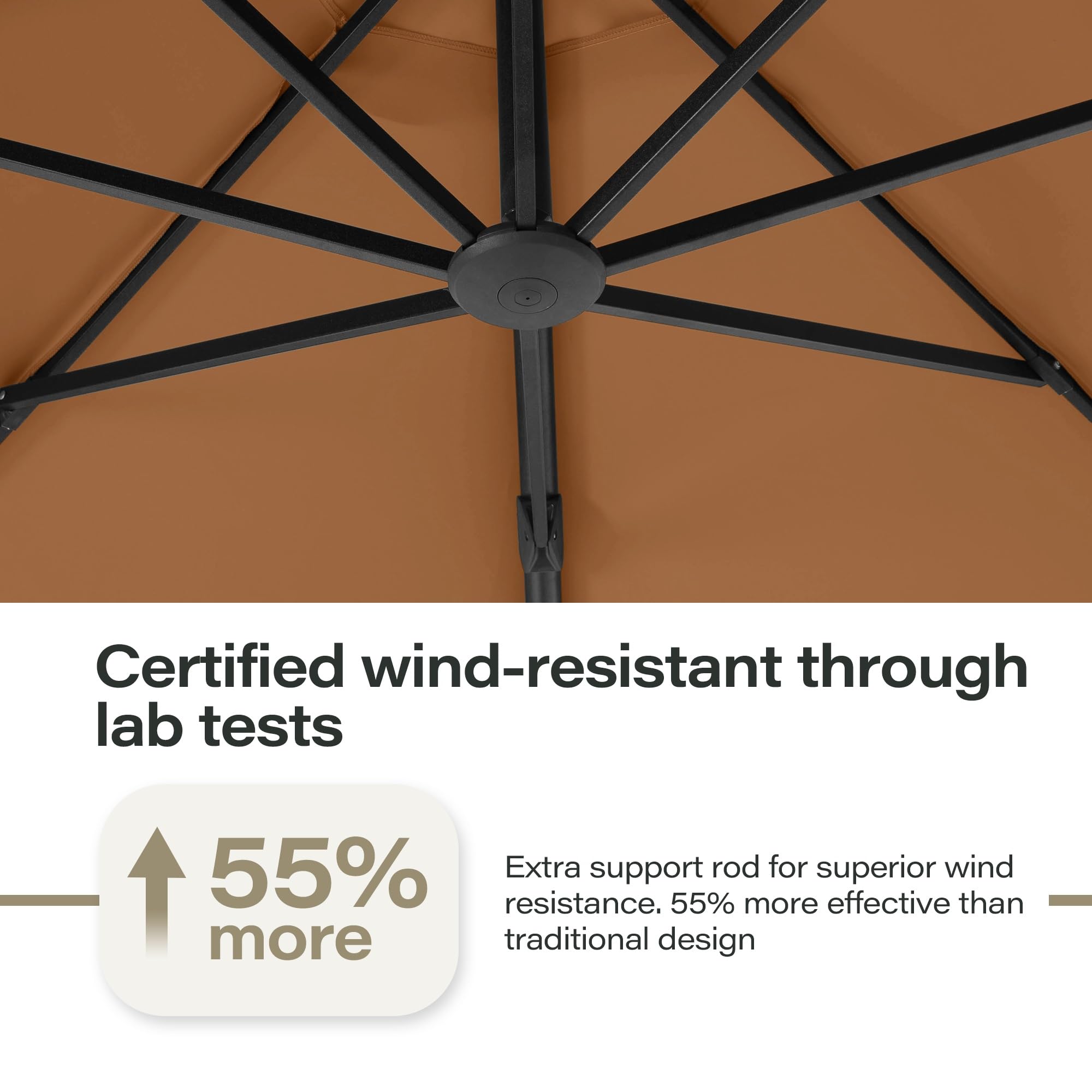 LAUSAINT HOME Outdoor Patio Umbrella with Base included, 12 FT Deluxe Curvy Cantilever Umbrella Offset Hanging umbrella with 360° Rotation for Market, Pool, Garden, Backyard, Deck (Tan, 12 FT)
