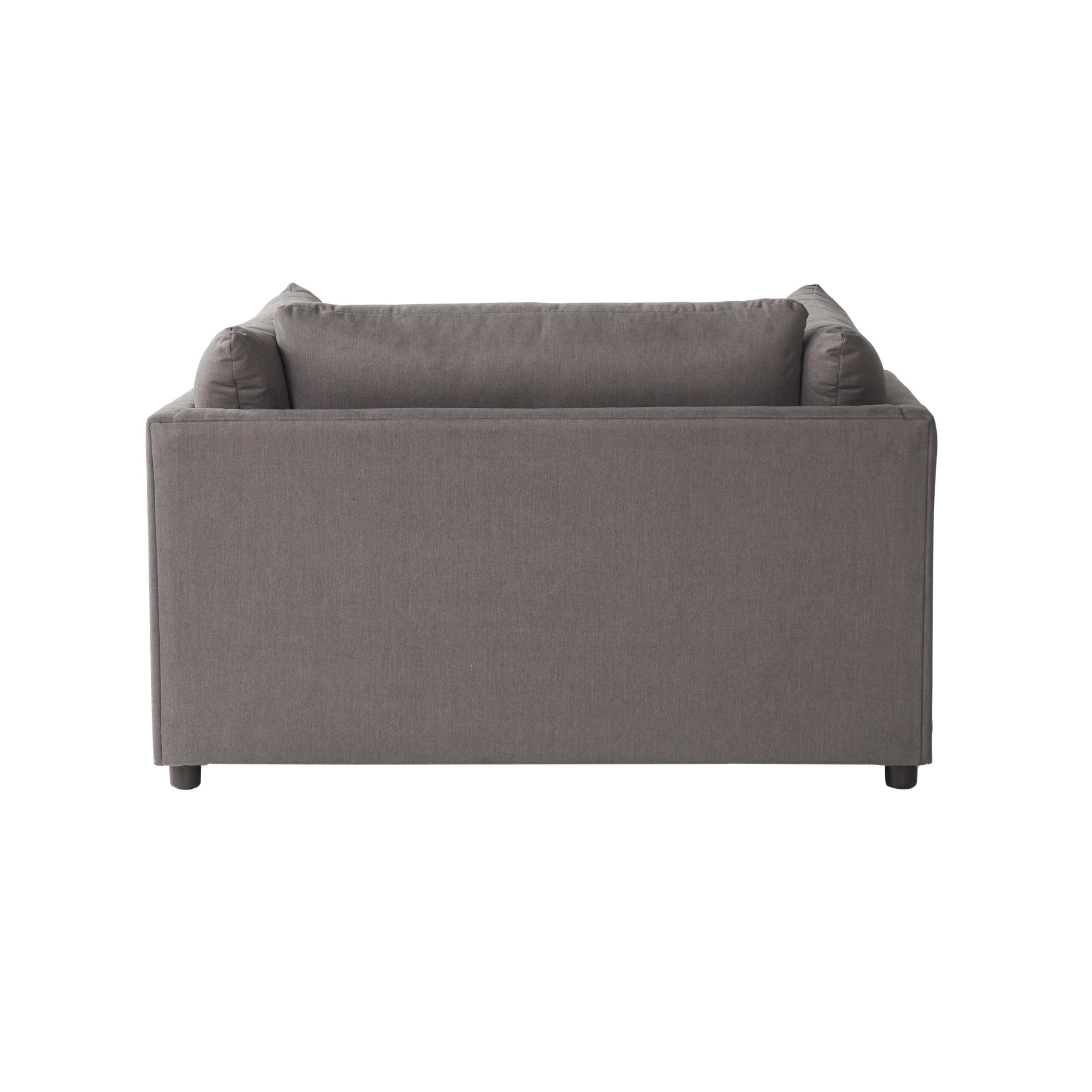 Roundhill Furniture Enda Oversized Living Room Pillow Back Cuddler Arm Chair with Ottoman, Carbon Gray