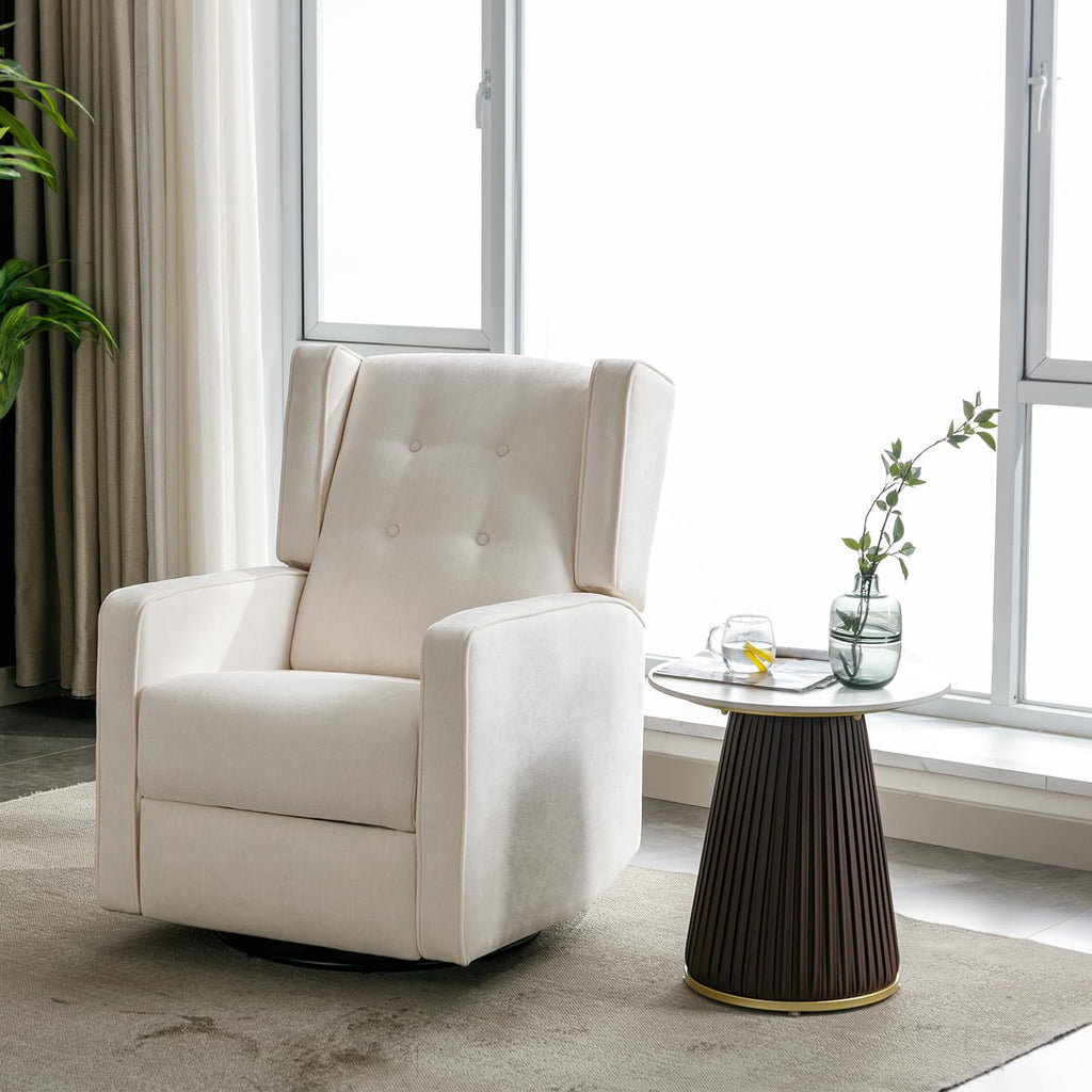 CANMOV Swivel Rocker Recliner Chair, Nursery Glider Chair, Nursery Rocking Chairs, Manual Reclining Chair, White