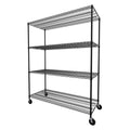 SafeRacks - NSF Certified Storage Shelves, Zinc, Heavy Duty Steel Wire Unit with Wheels and Adjustable Feet, Garage or Bakers Rack, Kitchen, Pantry Shelf - (24"x60"x72" 4-Tier) (Black)
