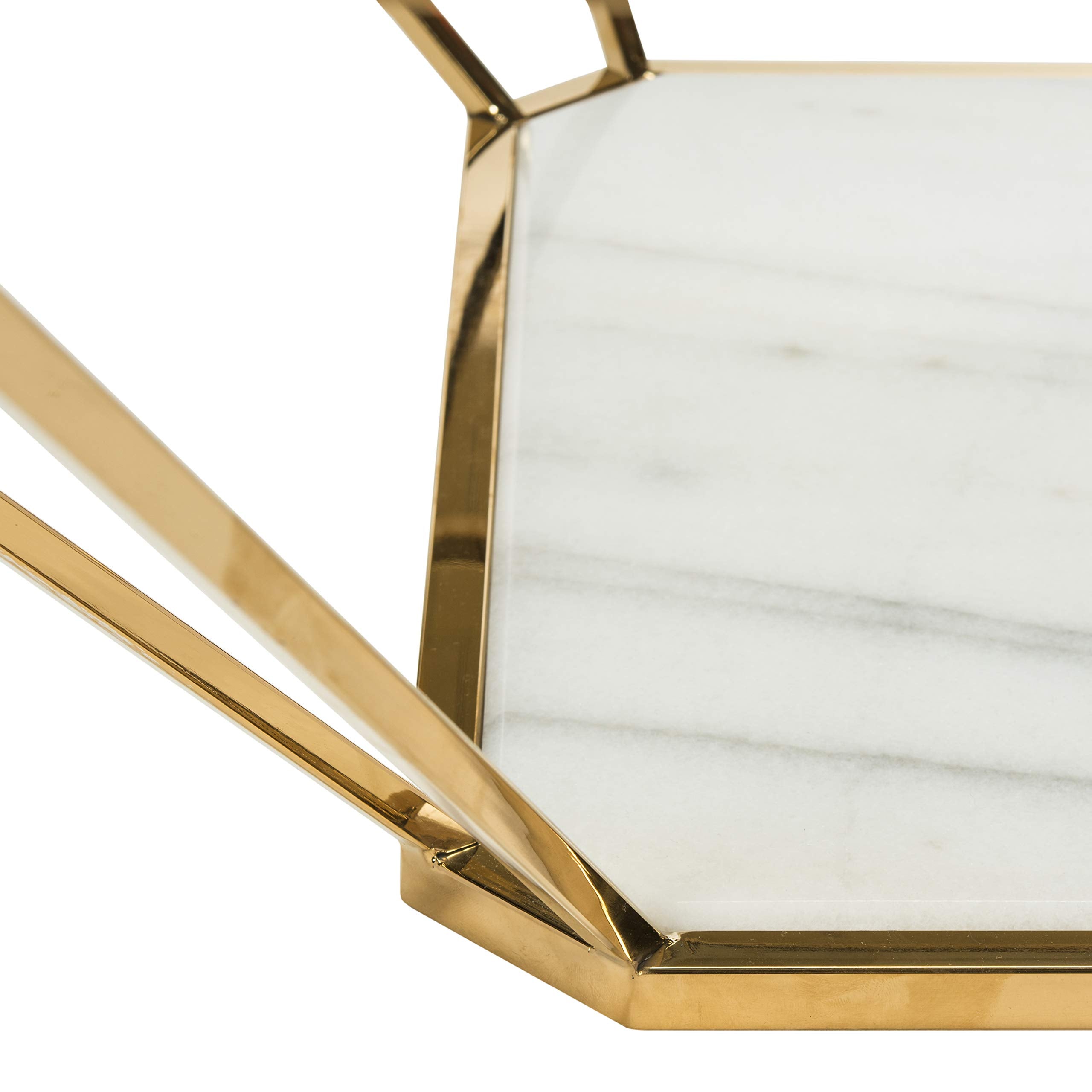 SAFAVIEH Couture Home Collection Abena Gold and White Marble Geometric Coffee Table