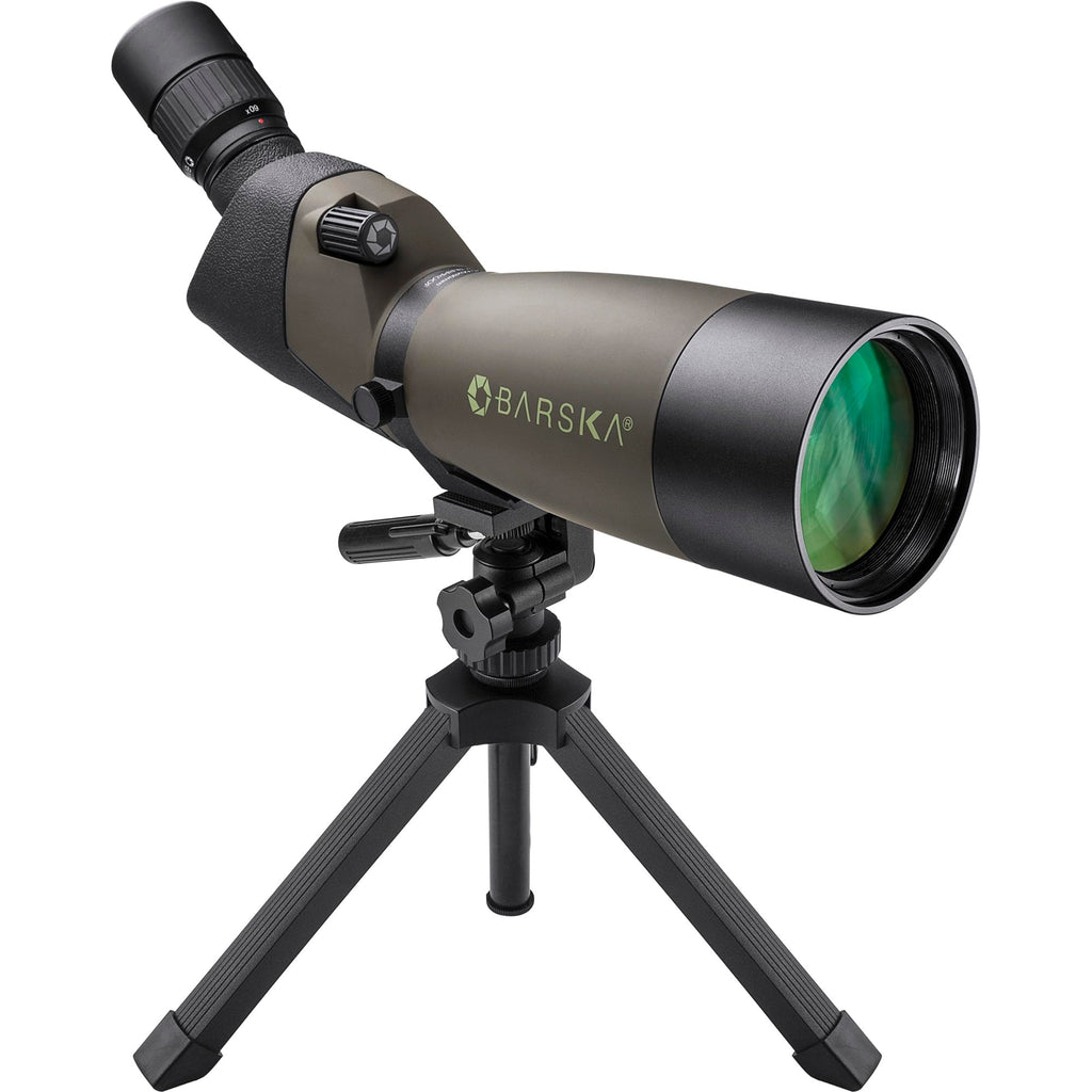Barska Blackhawk Waterproof 20-60x80 Angled Green Spotting Scope with Tripod for Birding Hunting Shooting Travel Sport Events