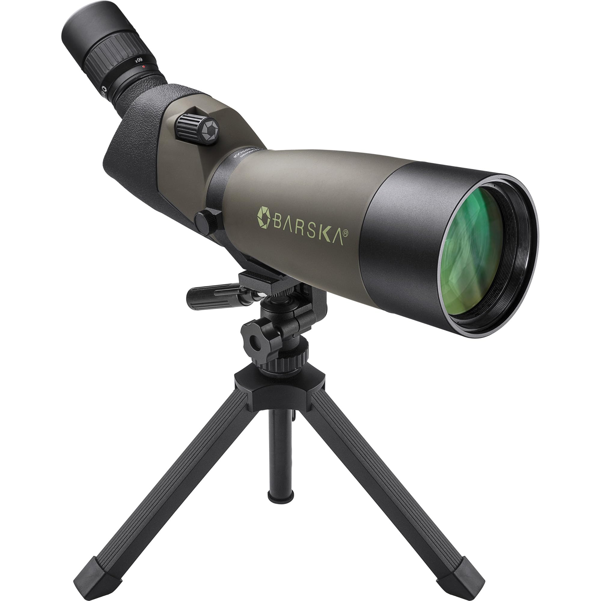 Barska Blackhawk Waterproof 20-60x80 Angled Green Spotting Scope with Tripod for Birding Hunting Shooting Travel Sport Events