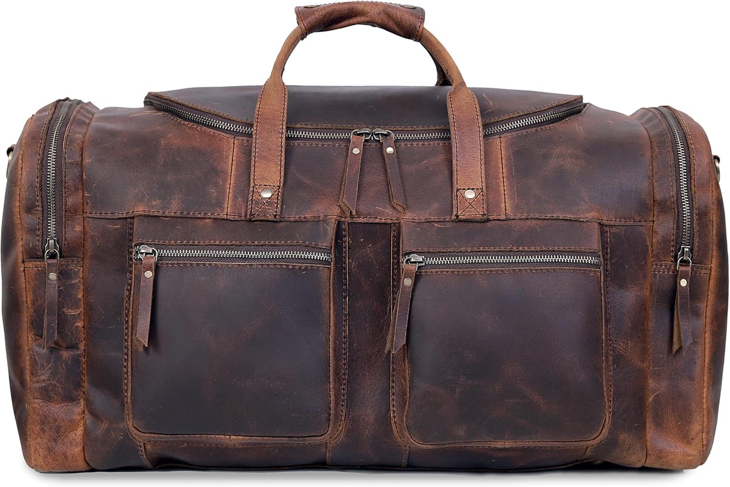 32" Vintage Duffel Classic Style with Modern Outlook Retro Thick Full Grain Cowhide Handmade Airplane Under seat Carry On Bags Leather Gym Overnight Luggage Bag