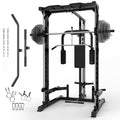 Garvee Smith Machine Home Gym, 1000 LB Power Cage Squat Rack with LAT Pulldown System, Chest Station & More Training Attachment, Multi-Functional Fitness Equipment for Full-Body Training, Black