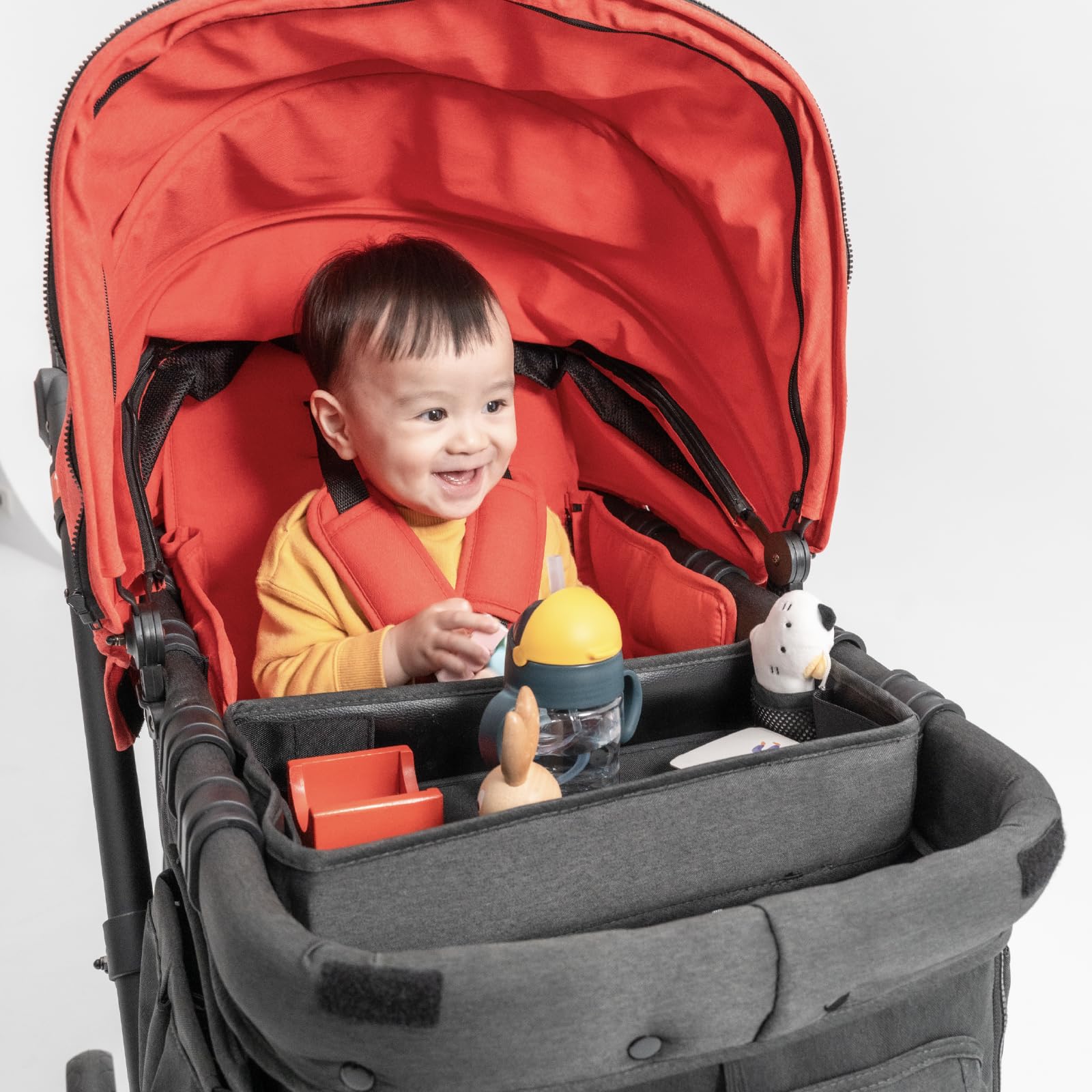 Familidoo Multi-Use Wagon Chariot Stroller, Stable, Removable Seat, Removable Bassinet, Zipable Front and Rear Doors, Mesh Side Panels for Ventilation (Blue)