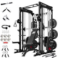 RitFit M1 Pro Smith Machine Package, All-in-One Power Cage with Weight Stack Set, Includes LAT Pulldown & Cable Crossover System for Home Gym