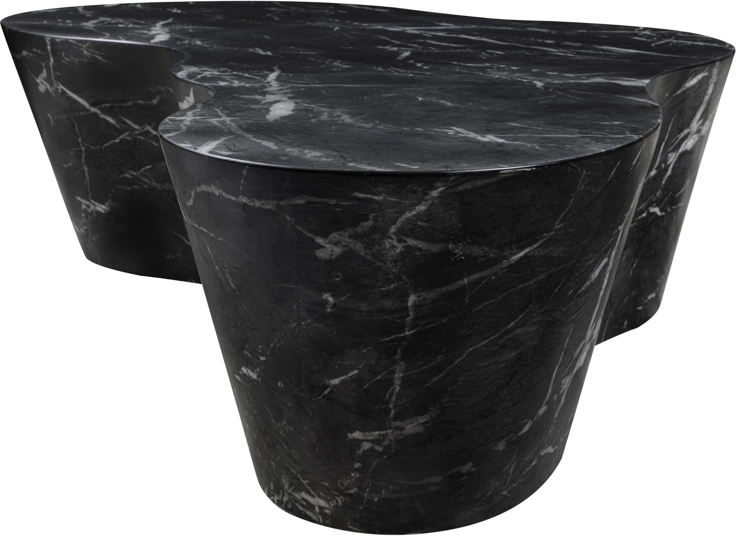 Meridian Furniture 99033Black-CT Monza Collection Art Deco Marble Finish Indoor/Outdoor Concrete Coffee Table, 59.5" W x 30.5" D x 15" H, Black