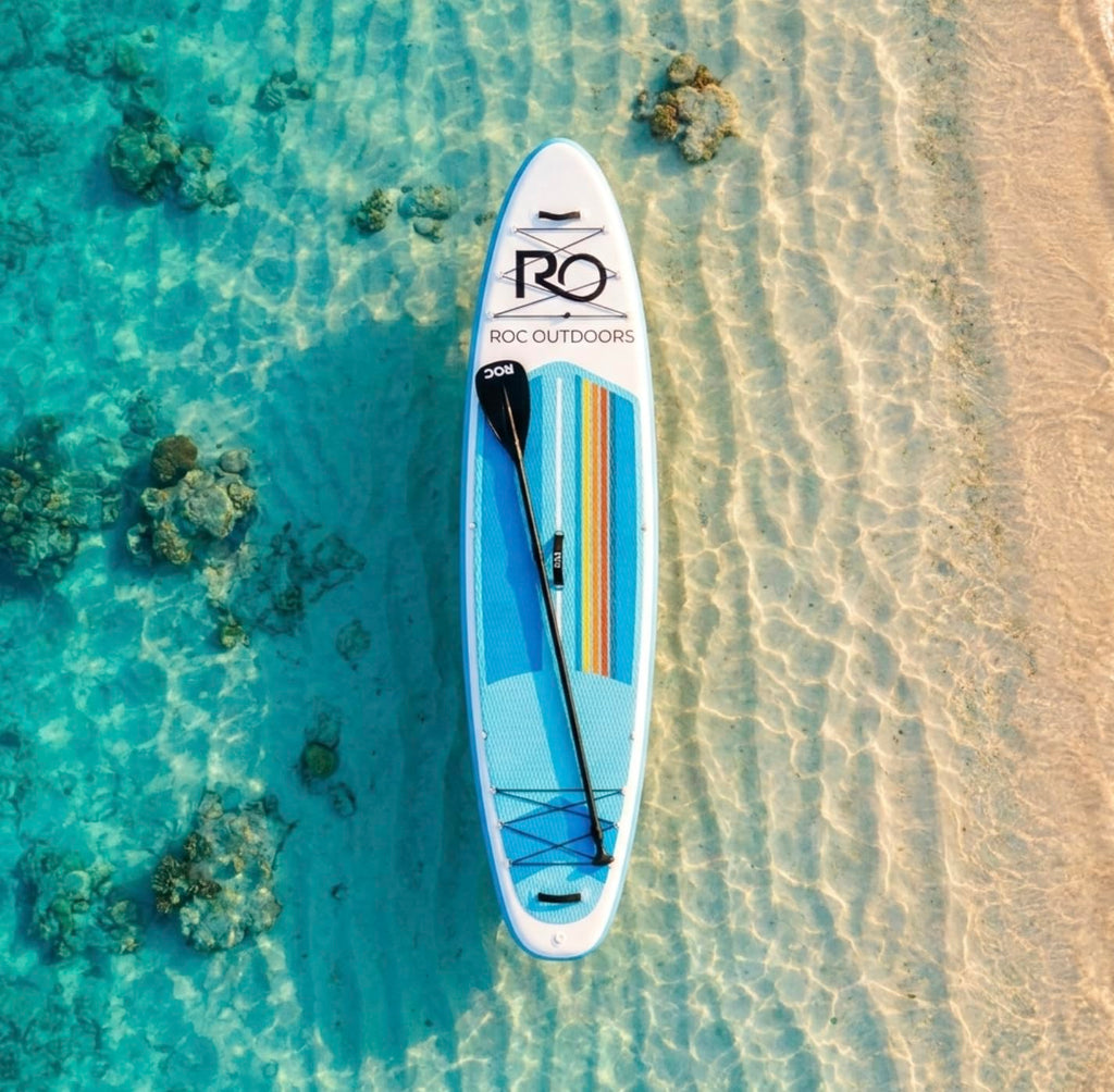 Roc Inflatable Stand Up Paddle Board 10' 6" with Premium SUP Paddle Board Accessories, Wide Stable Design, Non-Slip Comfort Deck for Youth & Adults (Cloudline W/Kayak Seat)