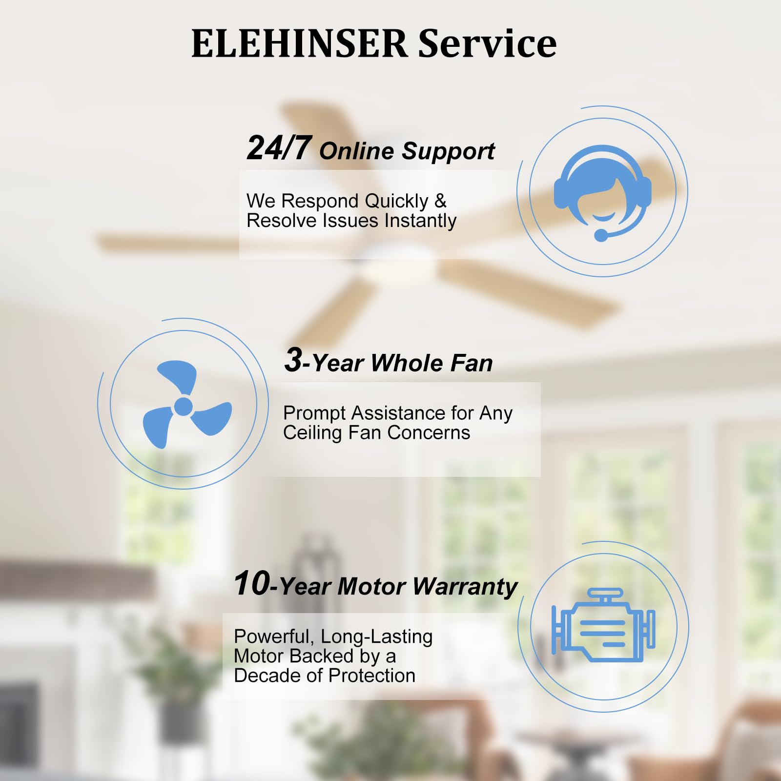 ELEHINSER 52 Inch Flush Mount Ceiling Fan with Lights, Low Profile Modern Ceiling Fan with Remote, Quiet DC Motor, 6-Speed, 3CCT,Timer, 5 Solid Wood Blades, White+Light Wood