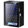 SNEOLTJN Watch Winder for 12 Slots Automatic Watches, Ultra-Quiet Japanese Motors, Built-in LED Illumination and LCD Touchscreen Control