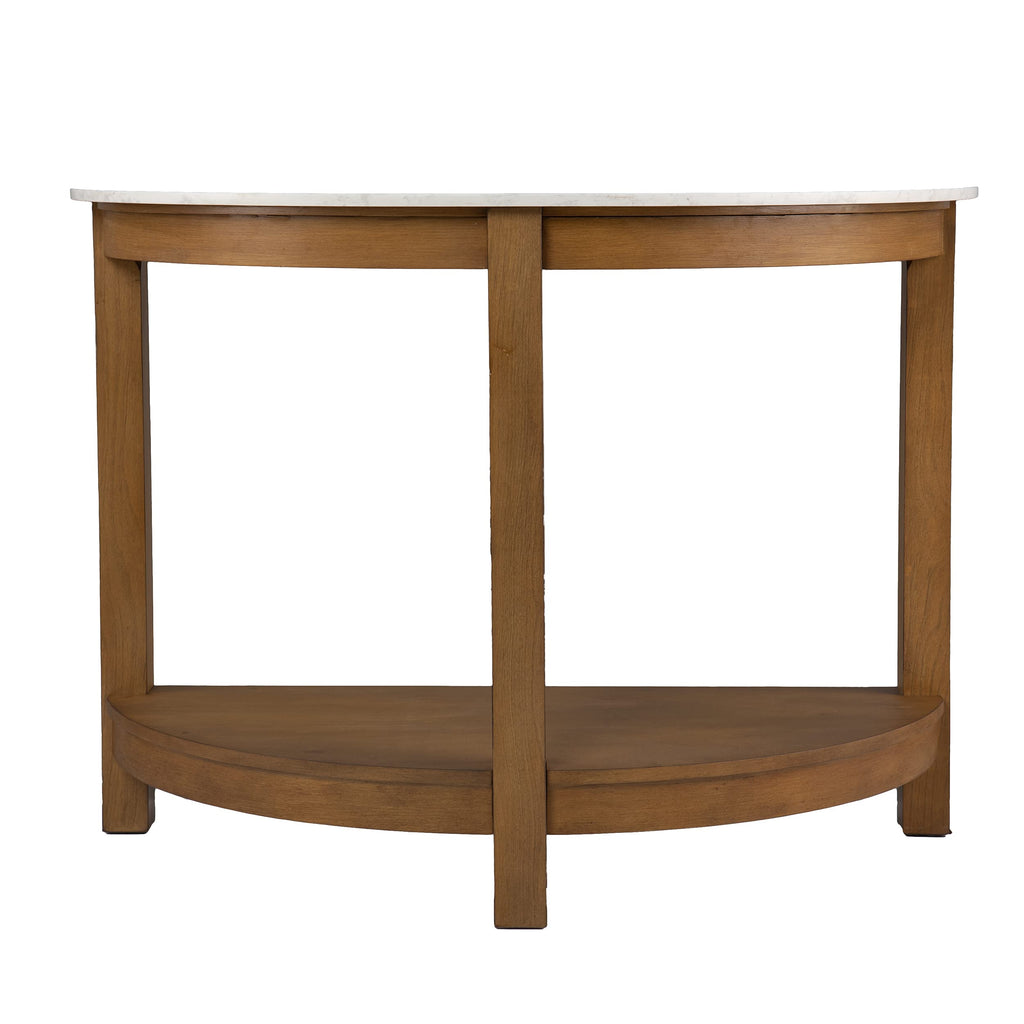 SEI Furniture Chandlen Demilune Wood 41" Console Table, White & Natural