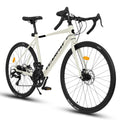 ItWorths 700c x 28c Road Bike with Drop Bar, 16 Speed Road Bicycle, Lightweight Aluminum Frame, Racing Bike with Dual Disc Brake for Men Women, Ideal for High-Intensity Riding, Cream