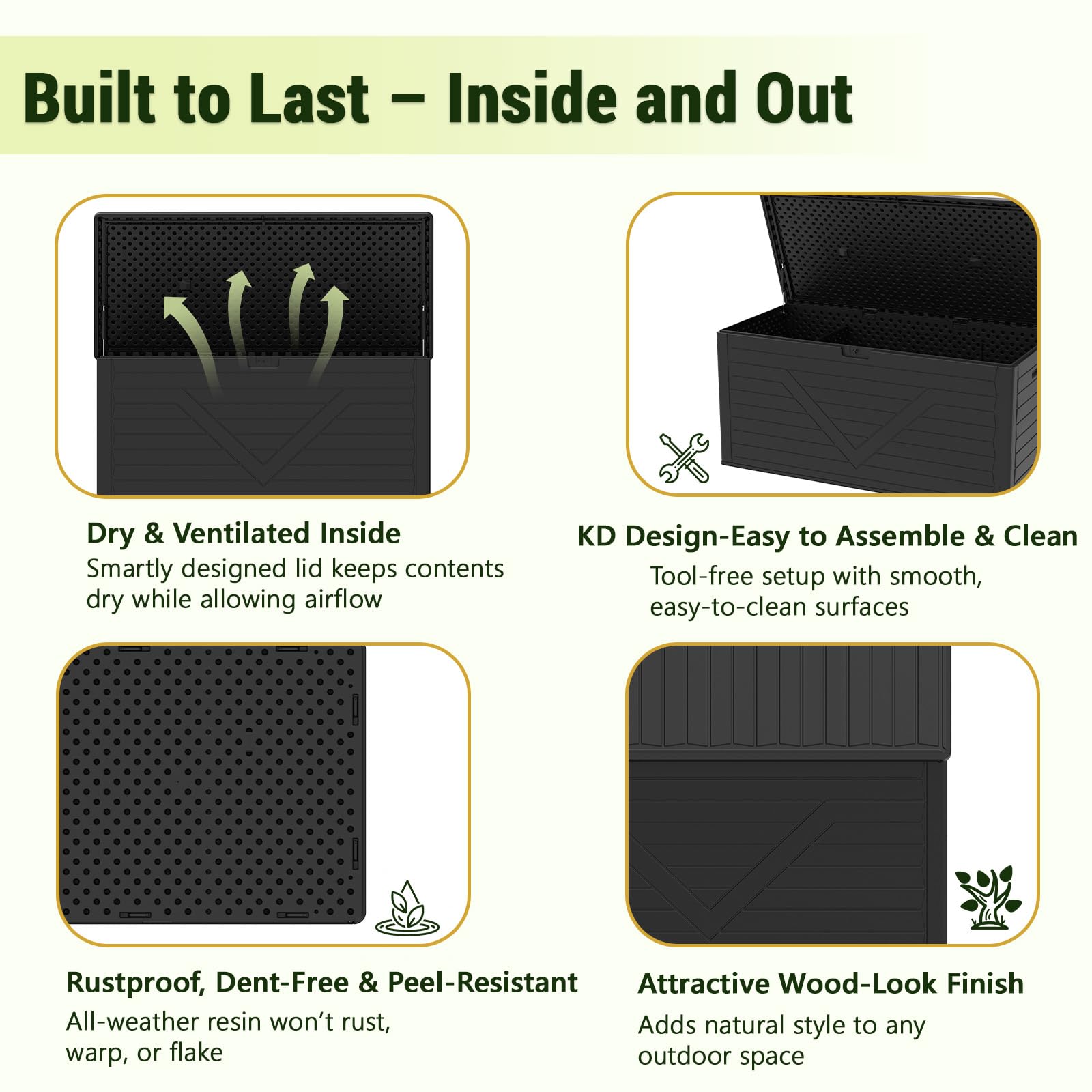 MAKE CHANGES Outdoor Storage Box,260 Gallon Deck Box Outdoor Storage Bench Outside Waterproof Resin Storage Bench, Lockable Patio Cushions, Garden Tools Storage For Furniture, UV Resistant