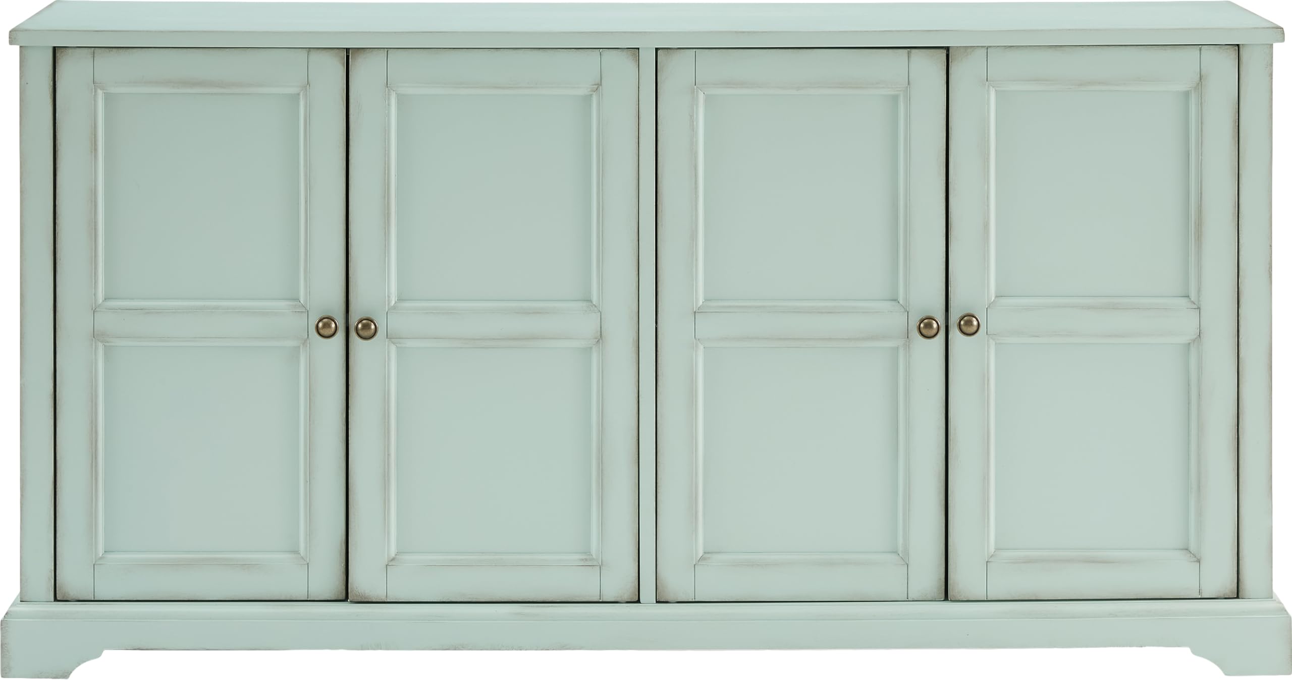 Crosley Furniture Holbrook Traditional Sideboard Buffet Cabinet, Kitchen Storage, Living Room TV Stand, Distressed Seafoam Blue