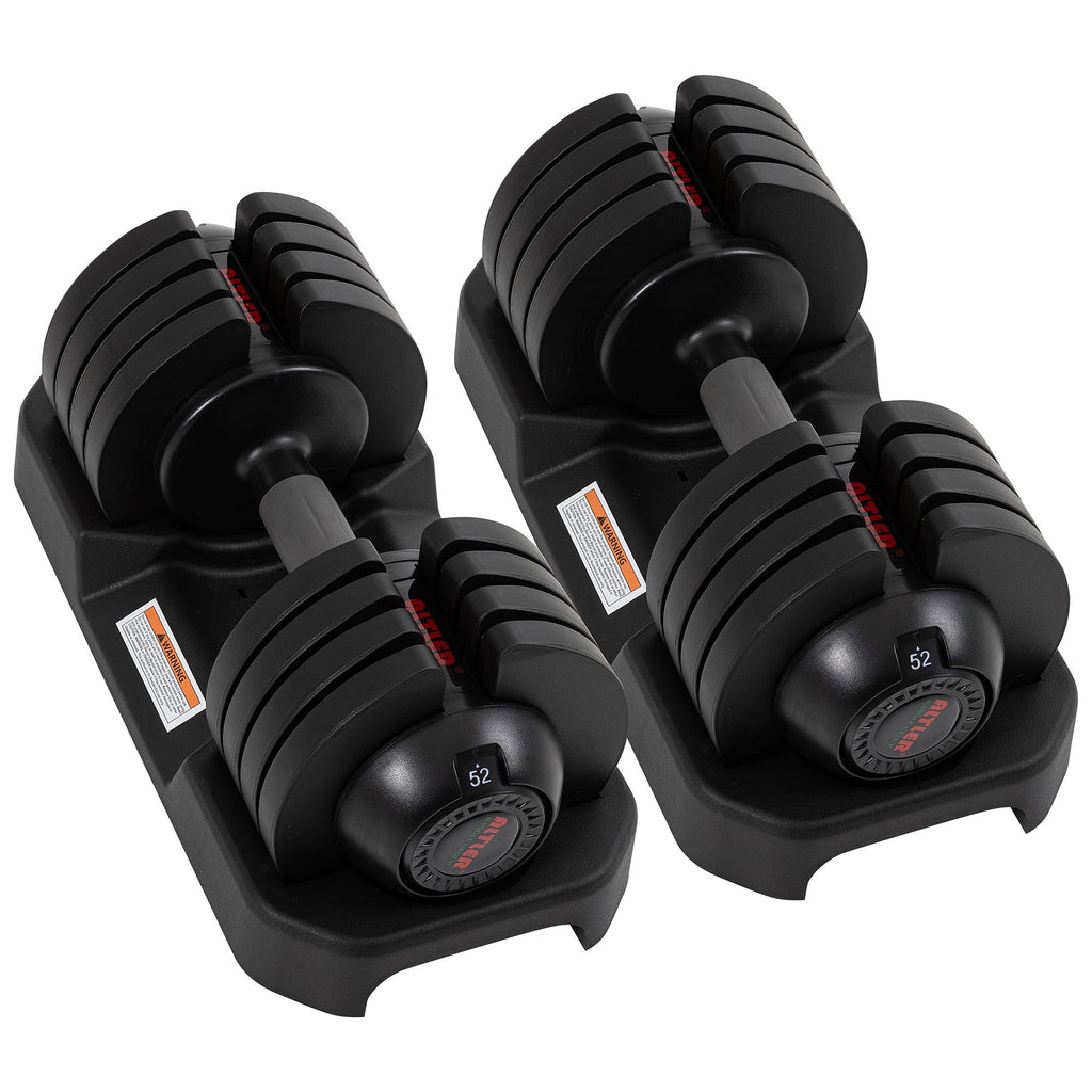 ALTLER Adjustable Dumbbell Set, 52LB Pair with Tray for Workout Strength Training Fitness, Adjustable Weight Dial Dumbbell with Anti-Slip Handle and Weight Plate for Home Exercise