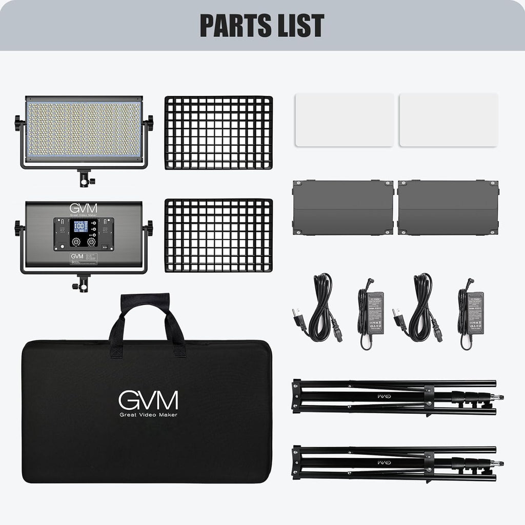 GVM 1500D RGB LED Video Light with Softbox, 75W Video Lighting Kit with Bluetooth Control, Led Panel Light for Photography, YouTube Studio, Video Shooting,18 Scene Mode, 2 Packs