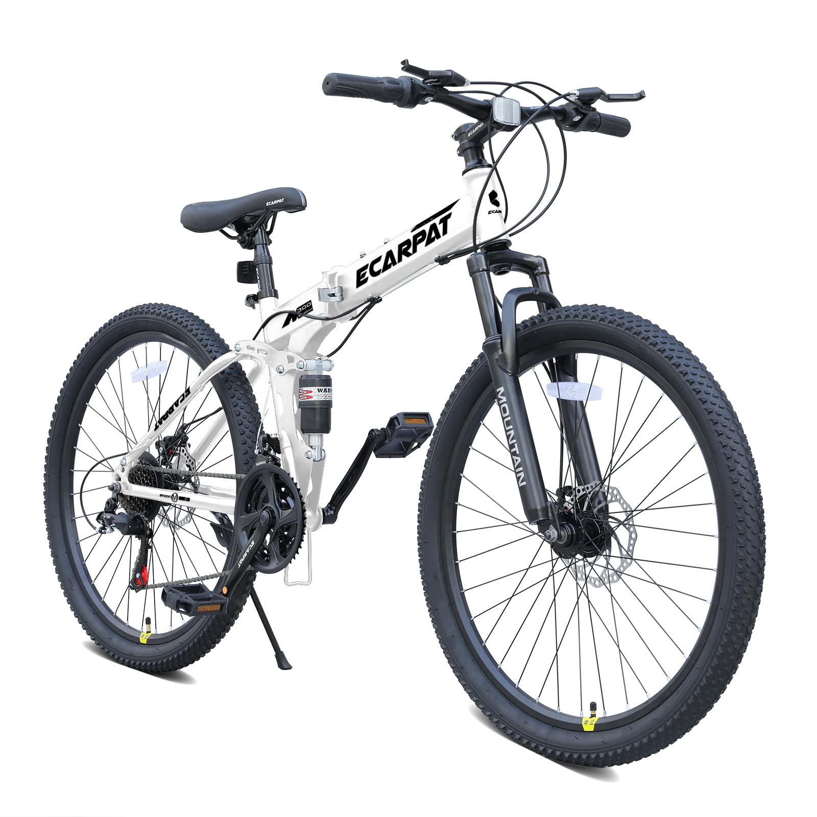 richvelo 26 Inch Foldable Mountain Bike, 21 Speed with Double Shock Effect, High Carbon Steel Frame, Double-Kill Disc Brake System, Unique Design and Ergonomic Frame & Cushion, White
