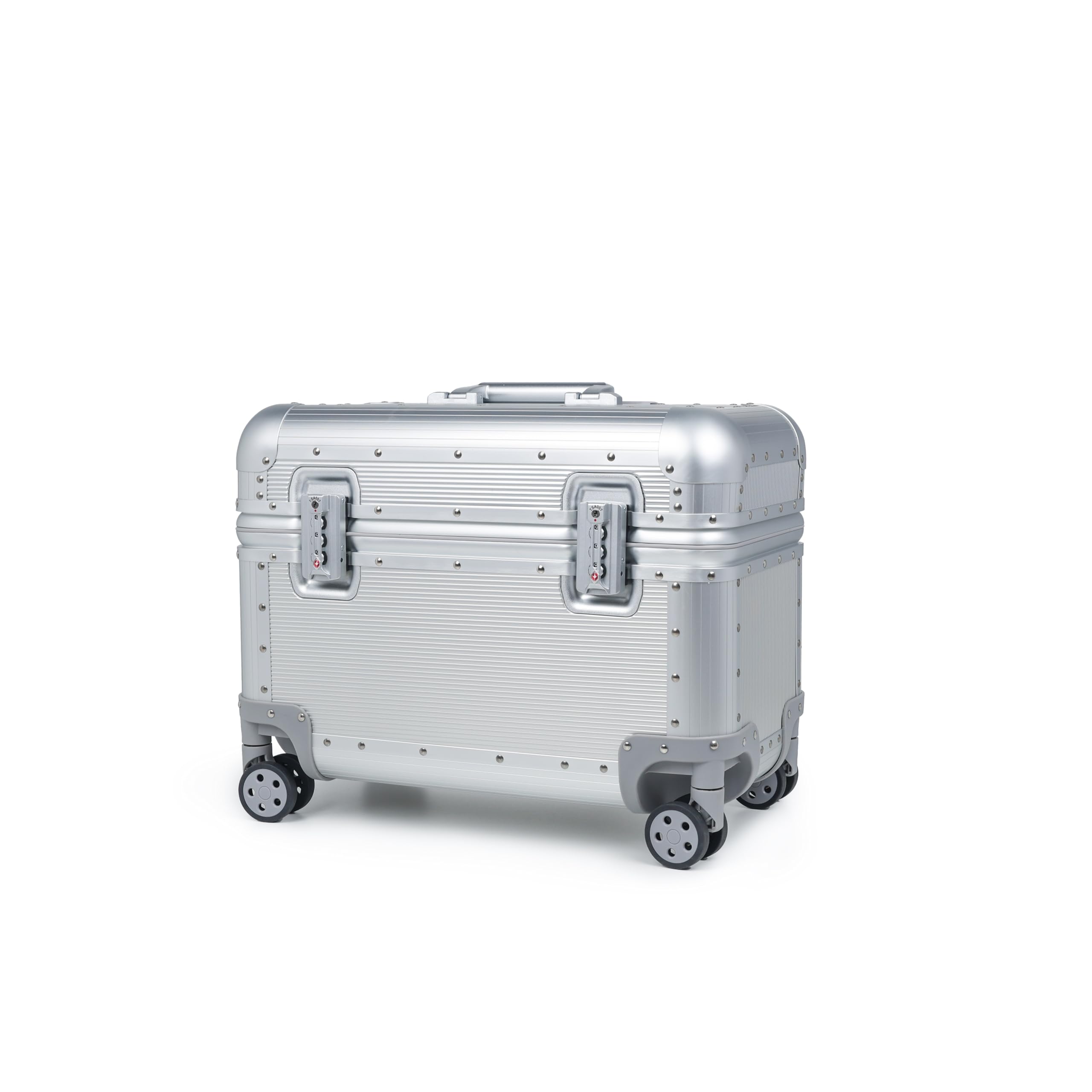 Perle Path All Aluminum Rolling Camera Case, Pilot case, Camera roller bag, Carry on, Hard Shell Photography Equipment suitcase with 4 Wheels and Telescopic Handle (Siver （only luggage)