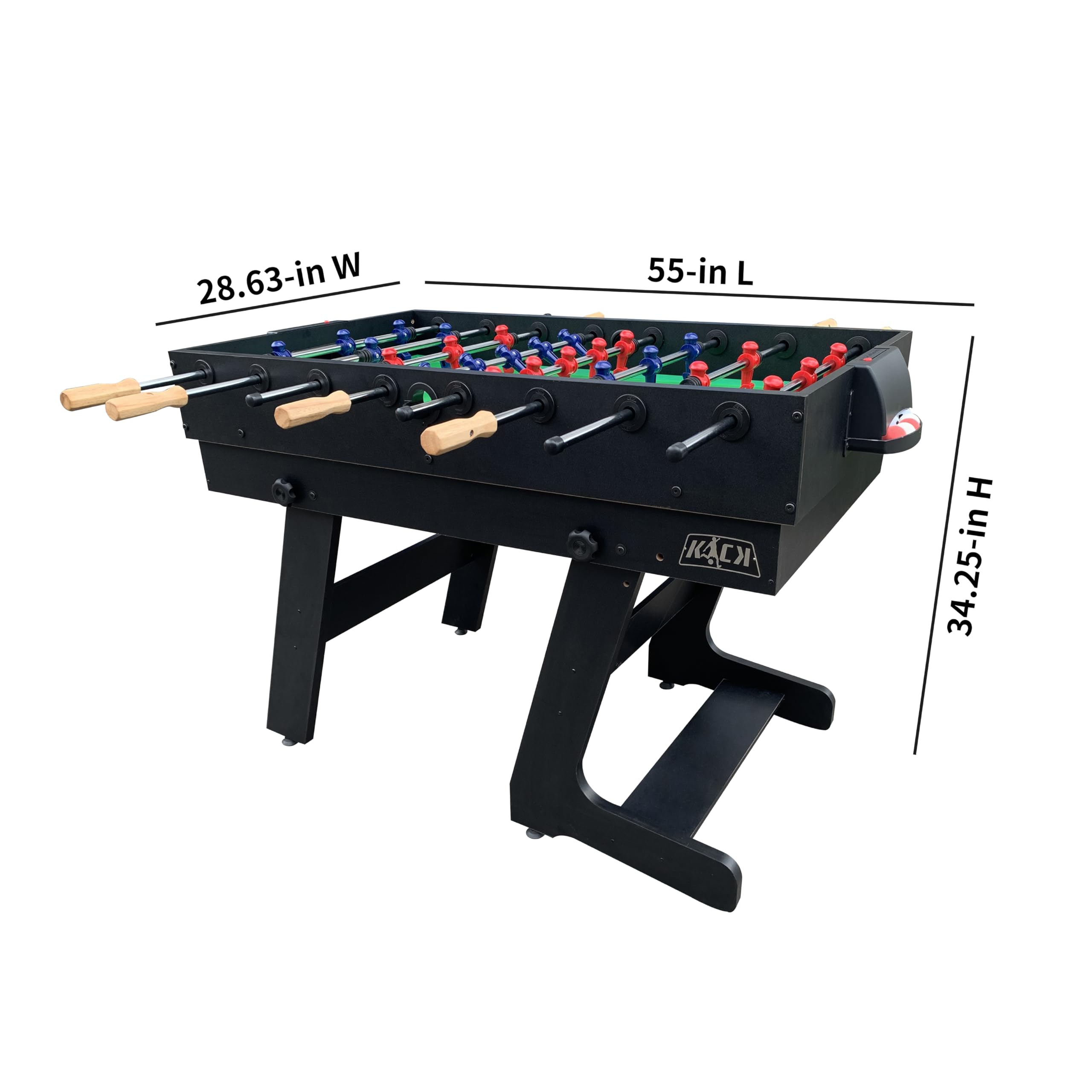 KICK Quatro 55" 4-in-1 Multi Game Table (Black) – Foosball, Billiards/Pool, Push Hockey & Ping Pong