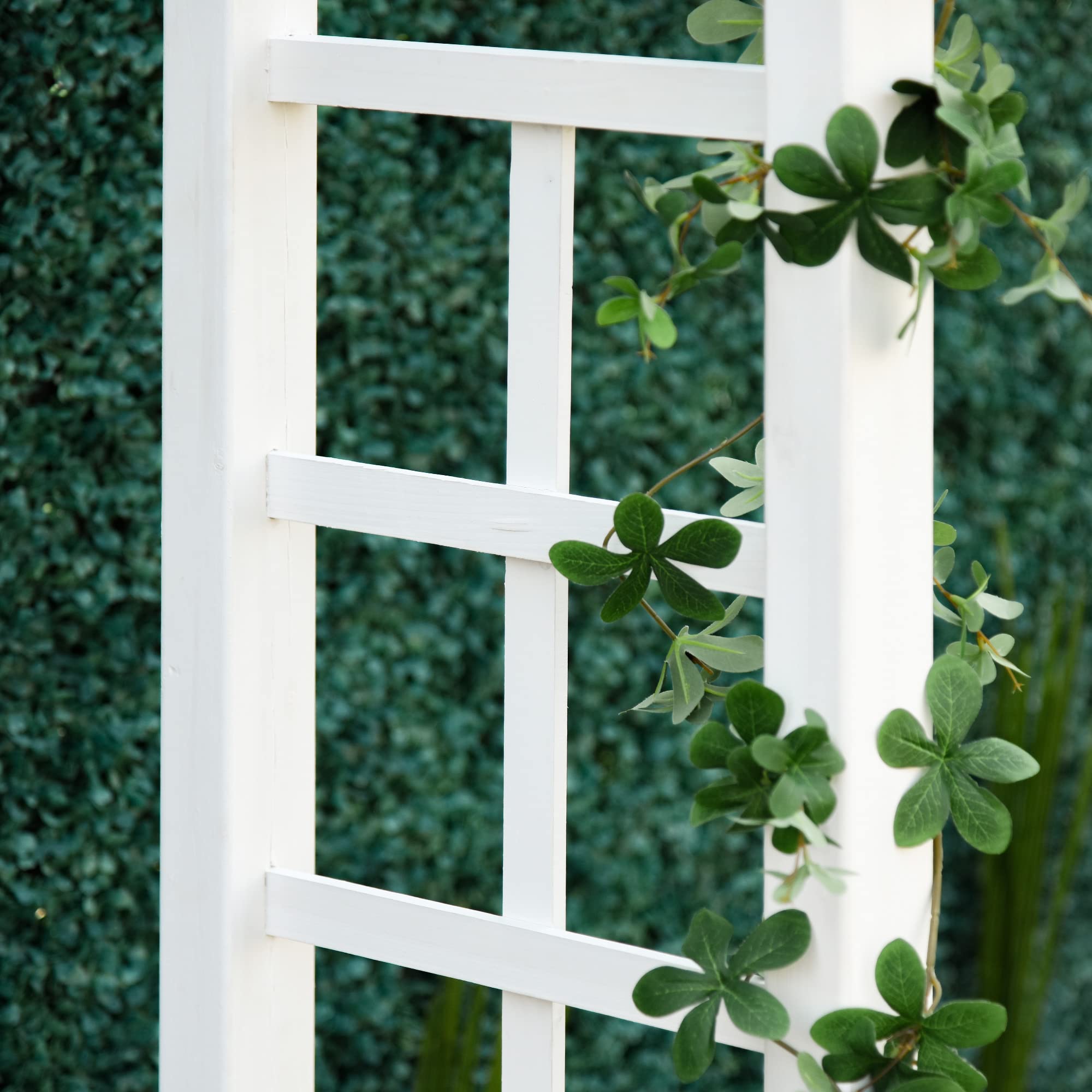 85" Wooden Garden Arbor for Wedding & Ceremony, Outdoor Garden Arch Trellis for Climbing Vines – White