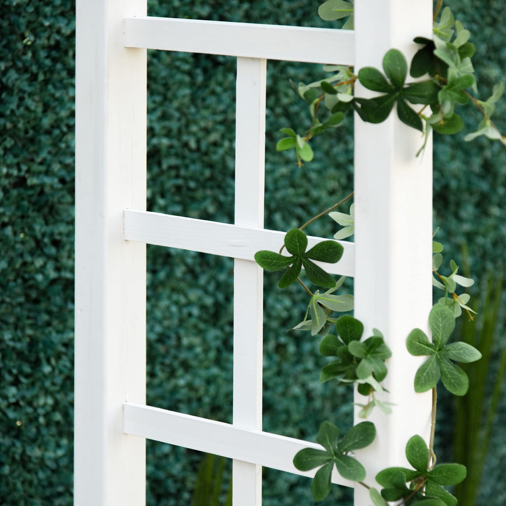 85" White Wooden Garden Arch with Trellis, Outdoor Arbor for Climbing Vines, Heavy Duty Wood Frame Trellis for Roses, Wisteria, Cucumbers, Backyard Patio Decor