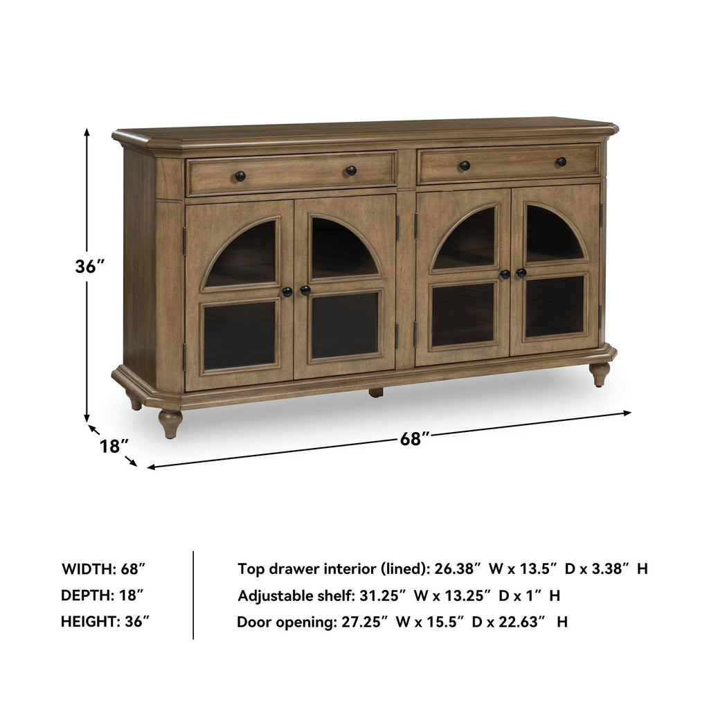 Signature Design by Ashley Barlomore Classic 2-Drawer Accent Cabinet with Adjustable Shelves, Light Brown