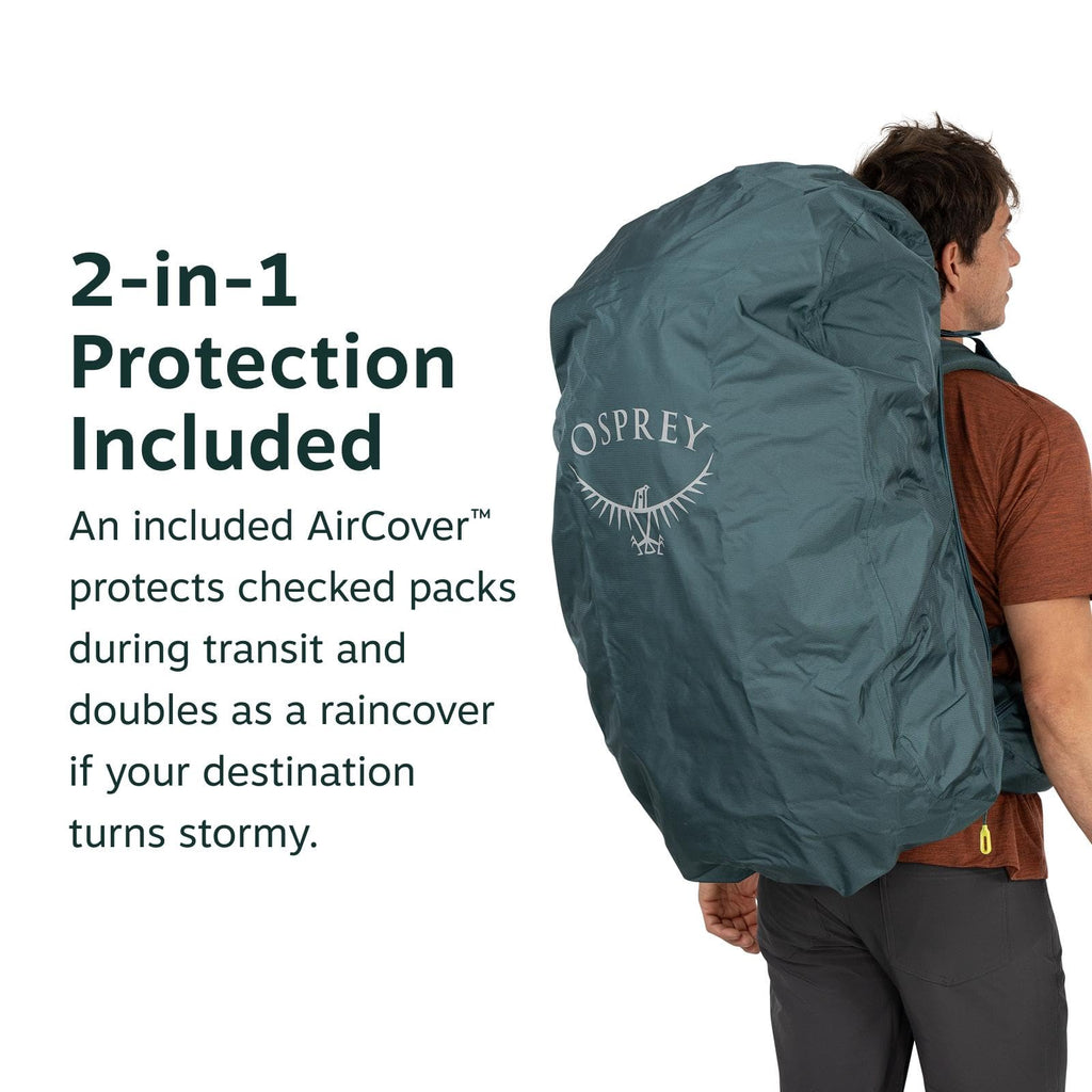 Osprey Farpoint Trek 55L Men's Travel Backpack - Hybrid Backpacking & Travel Bag with Internal Organization, Cascade Blue/Torrent Blue