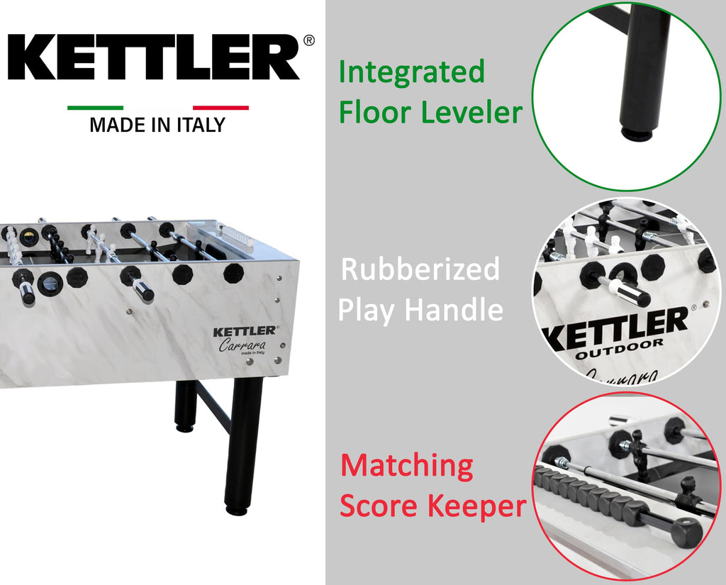 KETTLER Carrara Outdoor Foosball Table with 360 Degree Goalie Rotation, 5 Resin Balls, 5 Cork Balls and Premium Storage Cover