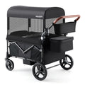 Harppa Remy Wagon Stroller for 4 Kids, Foldable 4-Seater Stroller Wagon with Mosquito Net Canopy,Snack Tray, All-Terrain 11" Wheels, 220Ibs Capacity for Beach,Zoo,Growing Family Outings Toddler Black