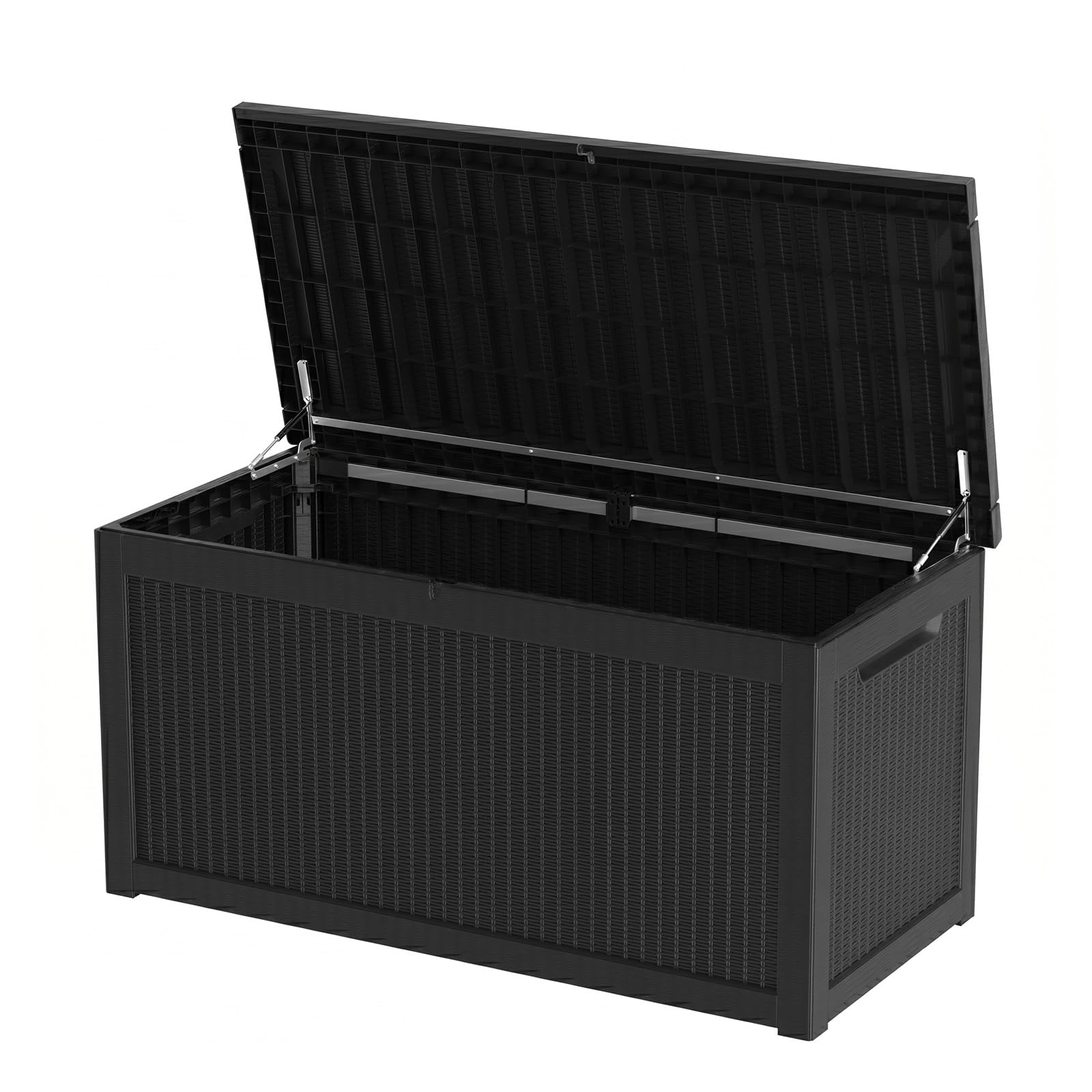319 Gallon Extra Large Outdoor Storage Box, Waterproof Deck Box with Lockable Lid, Resin Outside Storage Box for Patio Furniture, Pool Accessories, Garden Tools, Storage Bench for Backyard,Porch,Black