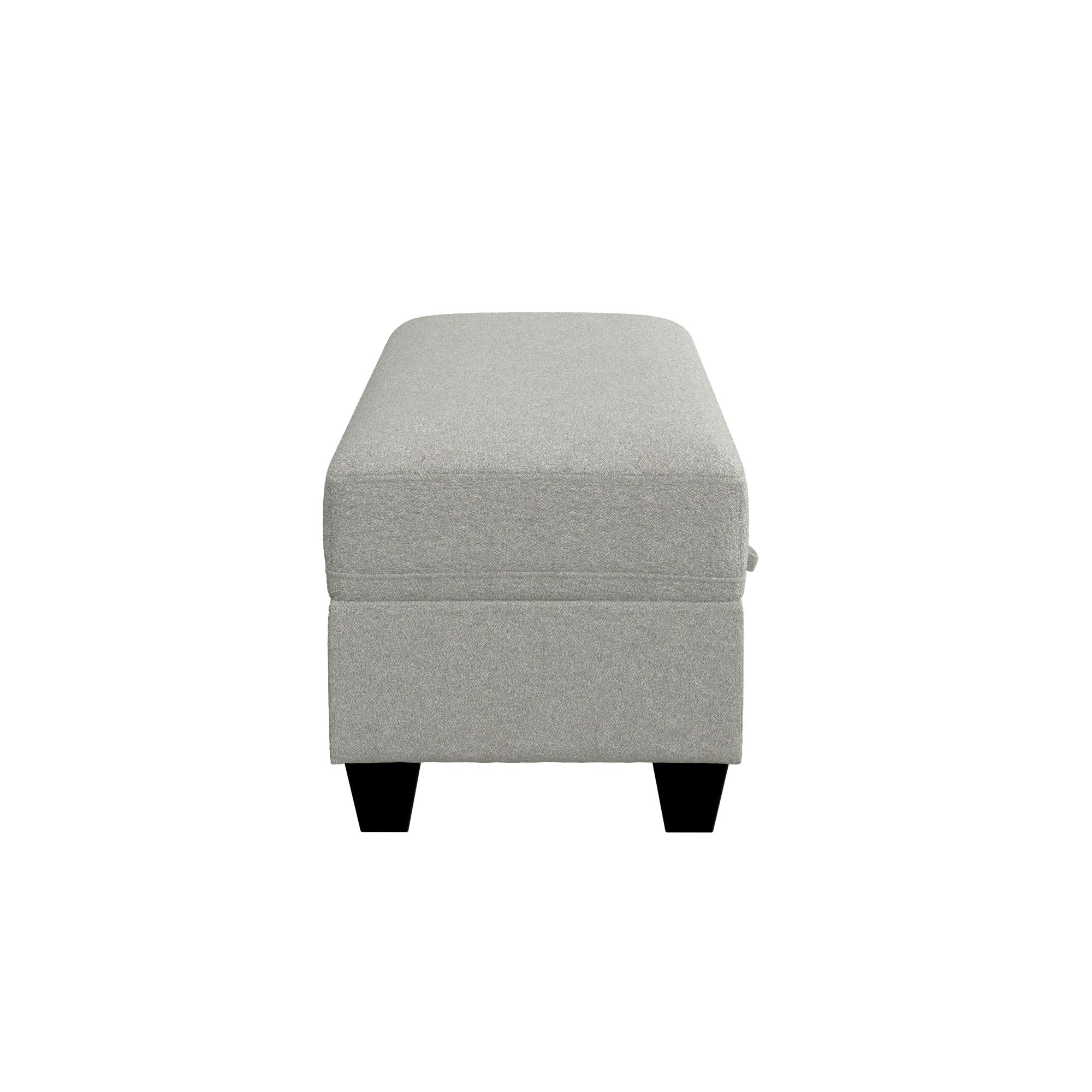 GDFStudio 48.6" Storage Ottoman Bench with Hidden Storage, Upholstered Rectangle Ottoman Foot Stool, End of Bed Bench with Solid Wood Legs for Bedroom Living Room Entryway, Easy Assembly, Pebble Gray