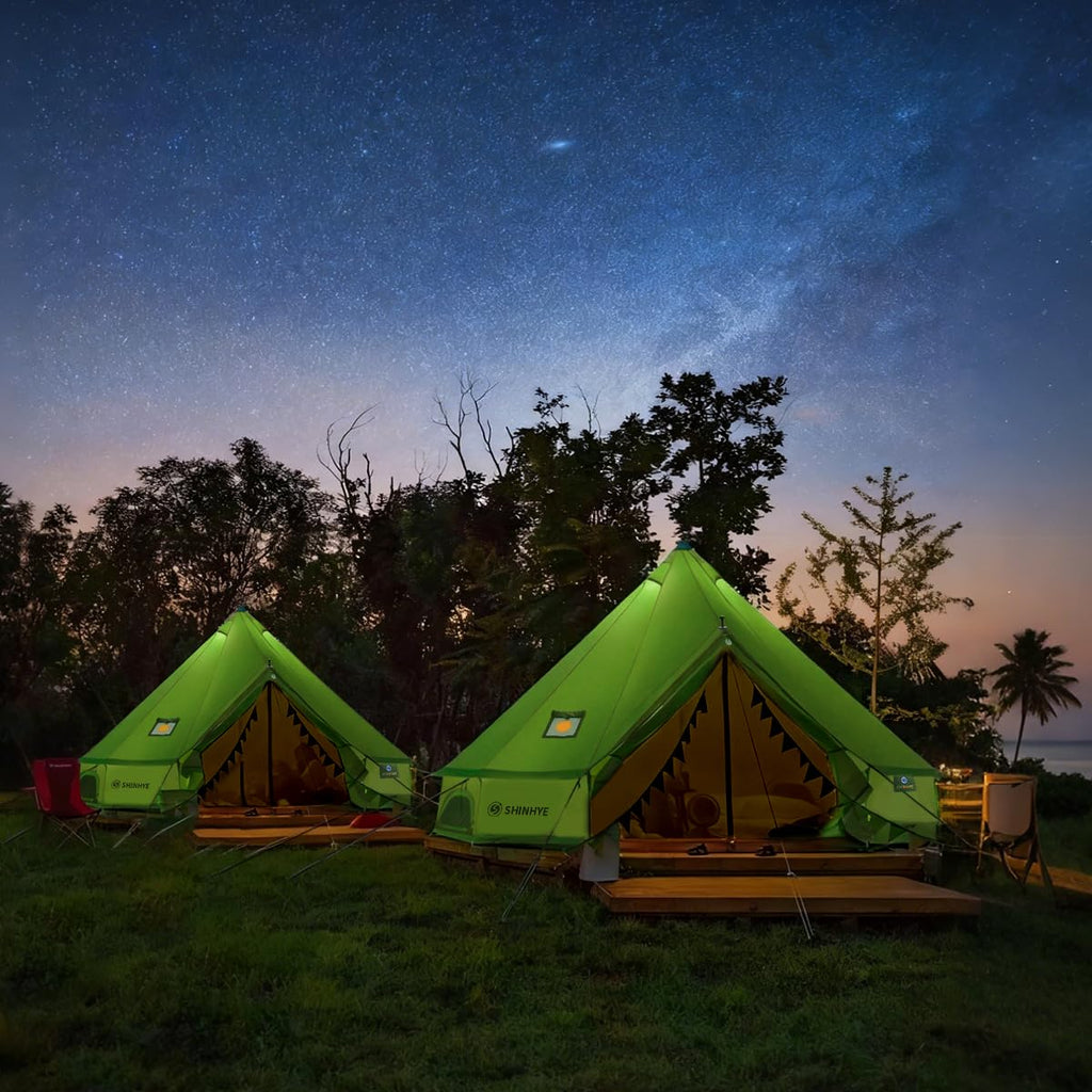 Canvas Bell Yurt Tent with Stove Jack, Waterproof Luxury 4 Season Tents for Family Outdoor Camping 100% Cotton Green Glamping Tents for Hunting, Partie, All Year Living (5M- 269 sq. ft yurt)