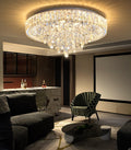dolria 23.6" Modern Crystal Chandeliers LED Dimmable Flush Mount Ceiling Chandeliers for Living Room Entrance Foyer Bedroom Silver