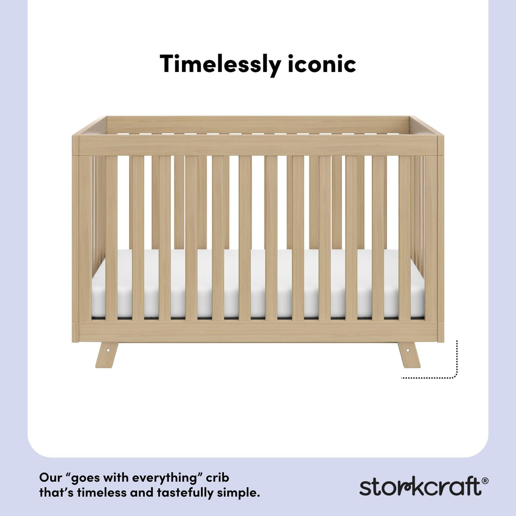 Storkcraft Beckett 3-in-1 Convertible Crib – GREENGUARD Gold Certified, Fits Standard Crib Mattress, Converts to Toddler Bed and Daybed, 4 Mattress Heights, Grow-with-Me Design (Driftwood)
