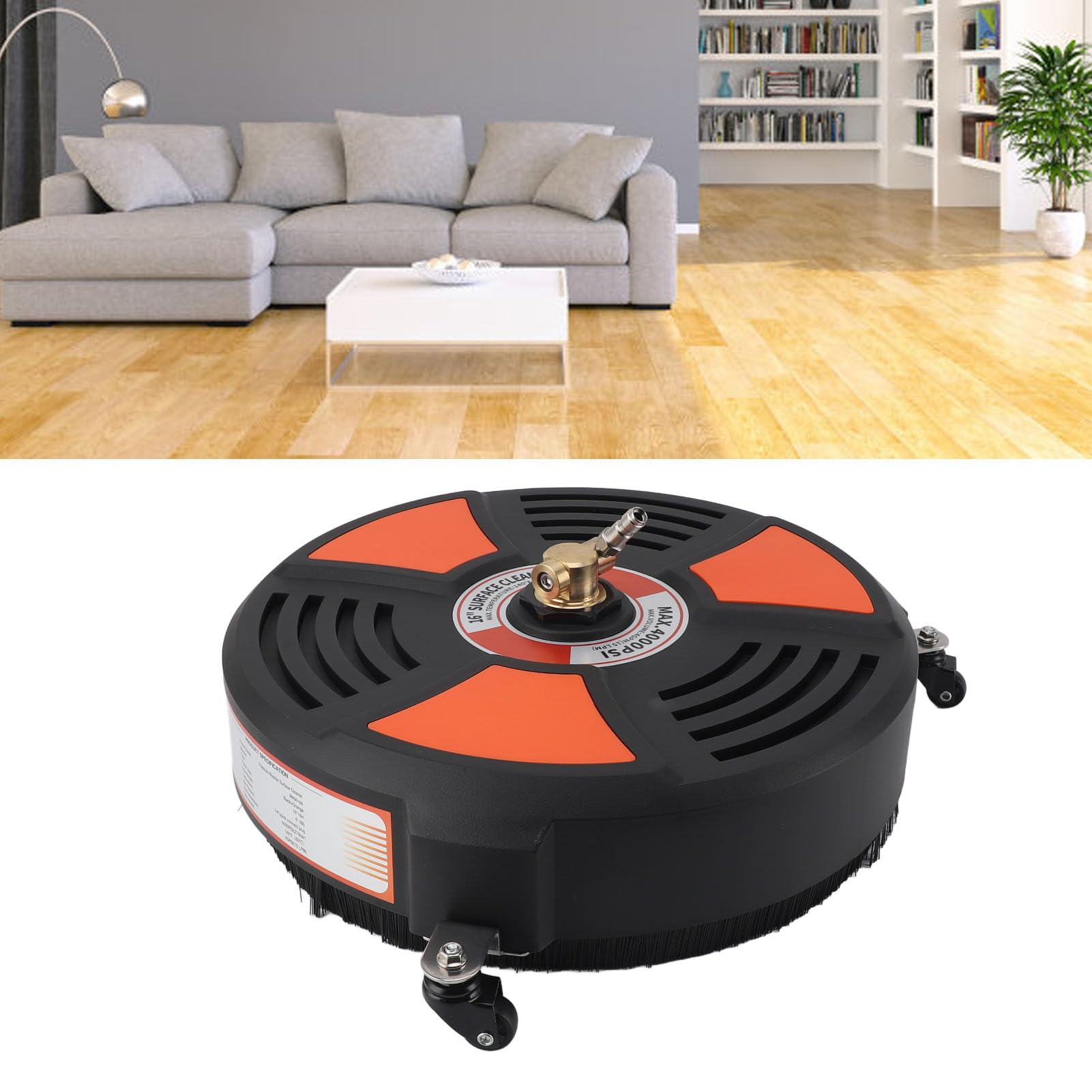 TRELVEX Pressure Washer Surface Cleaner, Universal 16 Inch Pressure Washer Attachment 4000PSI High Pressure Surface Cleaner with 1/4in Quick Connector for Floor Driveway Patio