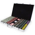 Brybelly Showdown Poker Chips Set - 1000 Heavyweight (13.5-Gram) Clay Composite Chips, 10 Acrylic Trays, and Clear Carrying Case - Professional Casino Supplies, Kits, Holders, & Storage Container