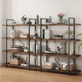 OtterOasis Bookshelf Set, Heavy Duty 4-Tier Industrial Bookcase, 47" Wide Wood Bookshelf for Home Office, 120lbs Shelf Capacity, Rustic Open Display with Horizontal Shelf for Living Room Bedroom