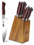 HOSHANHO 7-Piece Knife Set with Block - High-Carbon Stainless Steel Kitchen Knife, Ultra Sharp Professional Chef Knives with Sharpener