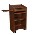 OEF Furnishings CoreCommand Series Mobile Lectern with Side Shelf (Medium Oak)