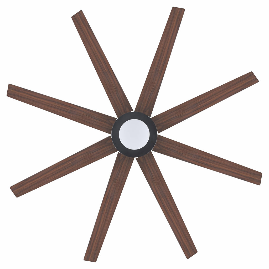 WINGBO 72" Ceiling Fan with Light and Remote Control, 6 Speed Reversible DC Motor, Dimmable LED Light, for Home and Commercial Use, Living Room/Shop/Warehouse Black/Walnut