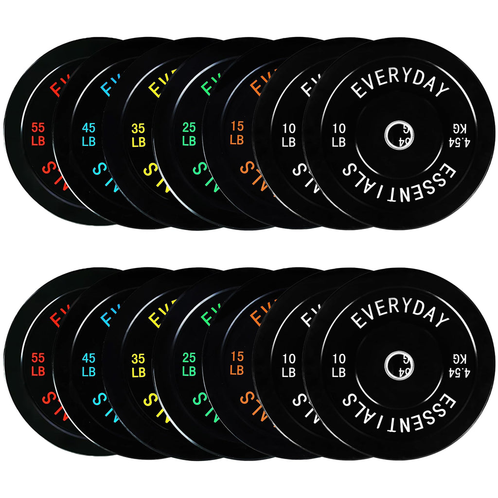 Fitvids Olympic Bumper Plates Set – 2" Weight Plates for Strength Training & Weightlifting – Set: 390 lbs – Black