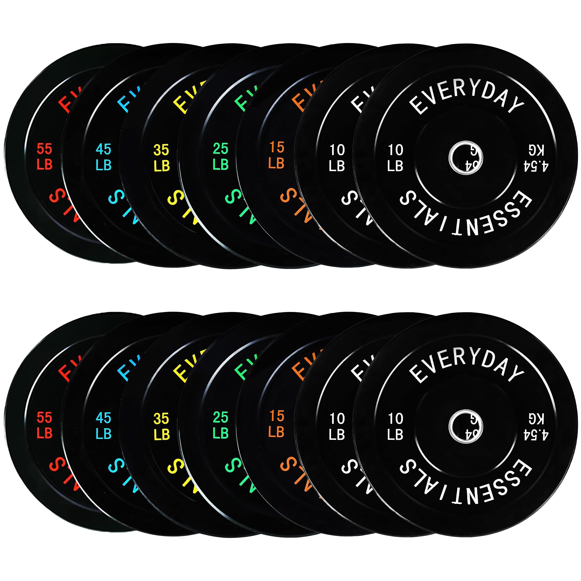Fitvids Olympic Bumper Plates Set – 2" Weight Plates for Strength Training & Weightlifting – Set: 390 lbs – Black