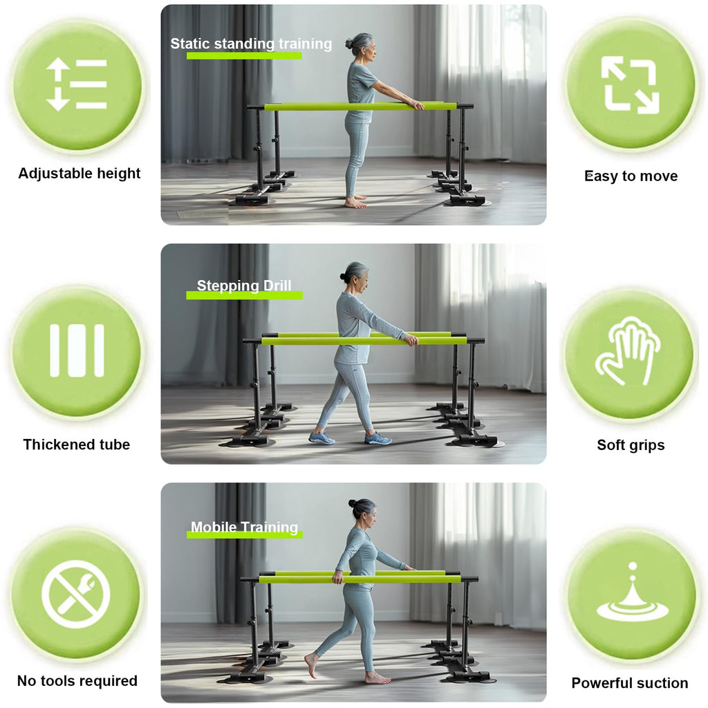 HUDABAIDI Parallel Bars for Physical Therapy, 6.57Ft, Height Adjustable, Black and Green