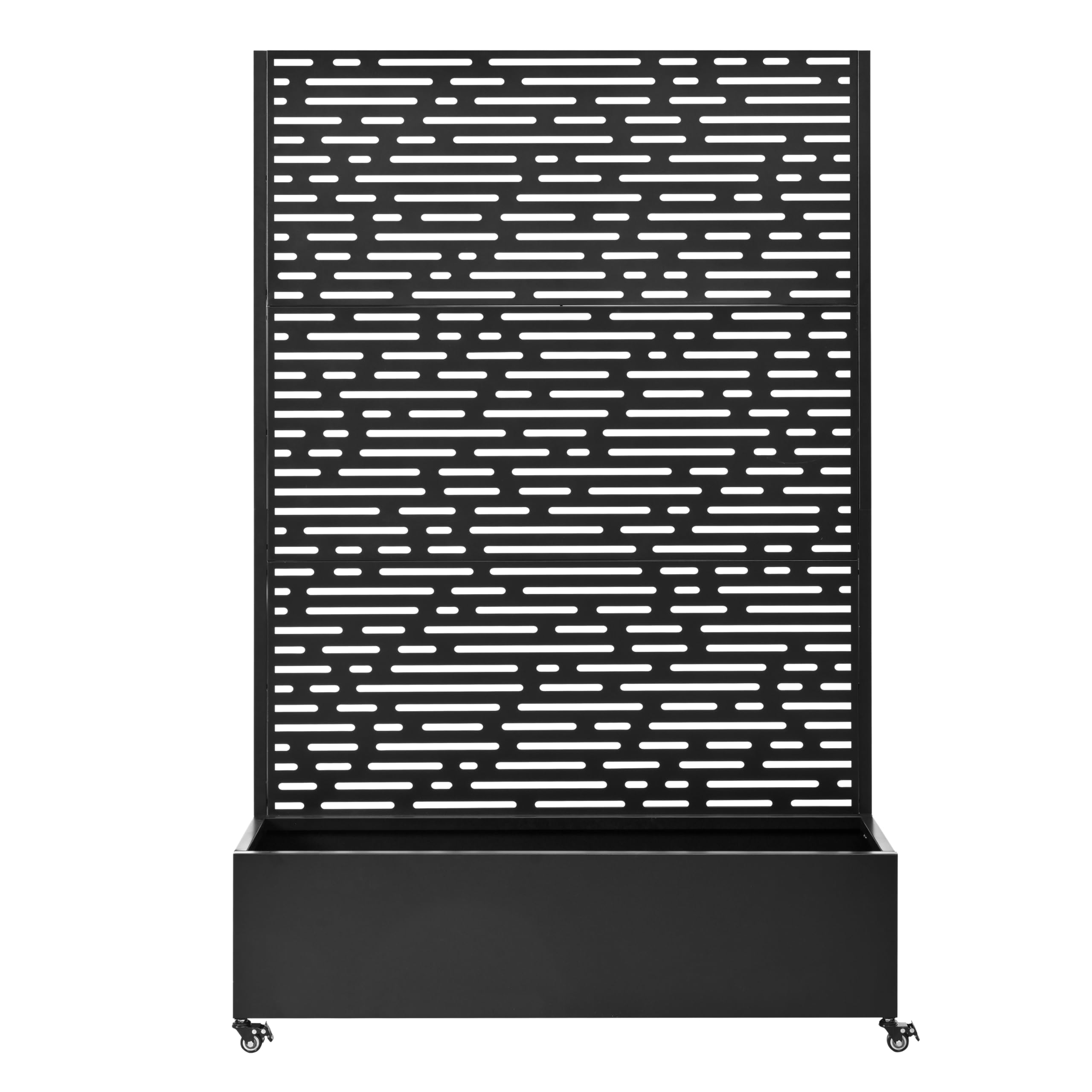 KEIKI 73"x47"x16" Planter Trellis Box with Wheels, Drainage Holes, Outdoor Resin Raised Garden Bed for Climbing Plants, Large Weather-Resistant Design, Black