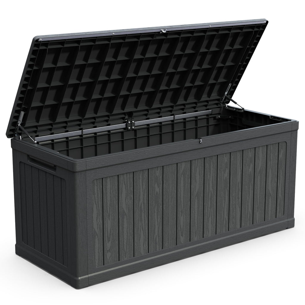WELBEST 260 Gallon XXL Outdoor Storage Box Waterproof Resin Large Deck Box for Patio, Yard, Garden Tools, Black