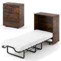 Giantex Murphy Bed Cabinet with Mattress Included, 74" x 31" Cot Size Fold Out Bed with Storage & Lockable Wheels, Metal Frame, 2 in 1 Roll Away Bed with Mattresses for Adults Guests