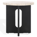 SAFAVIEH Couture Collection Shayne Travertine/Black Solid Wood Accent Table