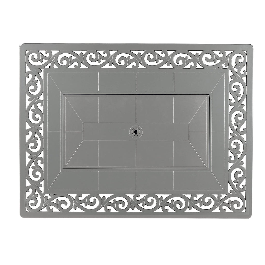 Oakland Living Rectangular 48 in. x 36 in. Aluminum Propane Fire Pit Table, Glass Beads, Two Covers, Lid, 57,000 BTUs in Grey Finish