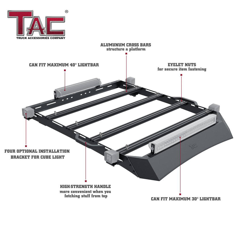TAC Roof Rack Compatible with 2024-2026 Tacoma Double Cab Truck Cross Bar Cargo Canoe Bike Kayak Snowboard Luggage Upper Storage Carrier Truck Outdoors Gear